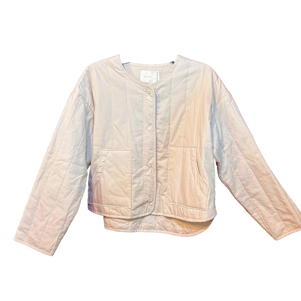 All:Row Women's The Cary Jacket Cream Size Small Snap Front Long Sleeve NWT